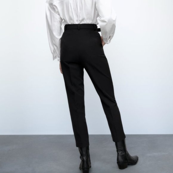 ZARA HIGH-WAISTED PANTS WITH FABRIC-COVERED BELT - Picture 7 of 8